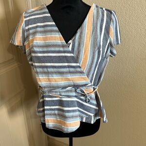 Hiatus from Nordstrom Elegant Striped V-Neck Blouse size XS